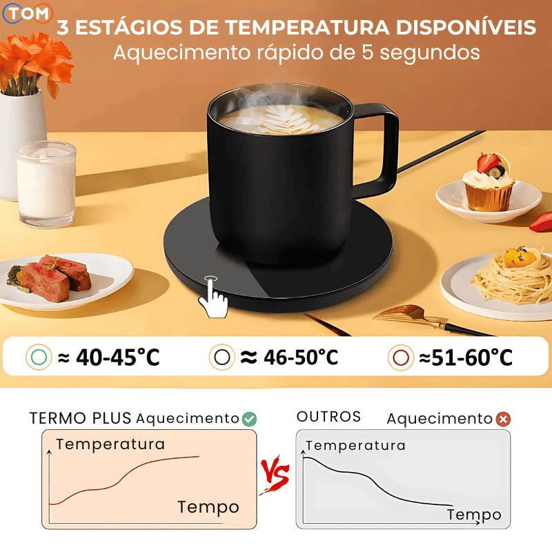 Termo Plus™ : Mantenha sua bebida quente por horas.